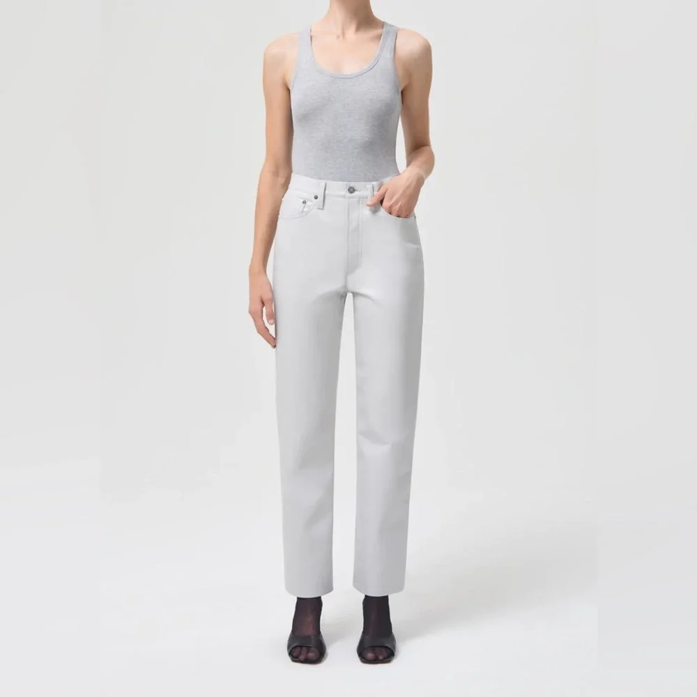 AGOLDIE  White faux Leather Pants - Picture 3 of 7